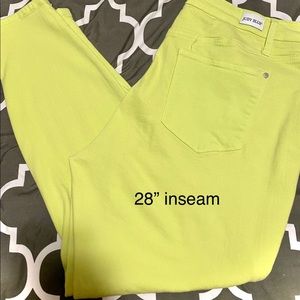 Judy Blue jeans, size 16. High rise, neon lime. Worn once
